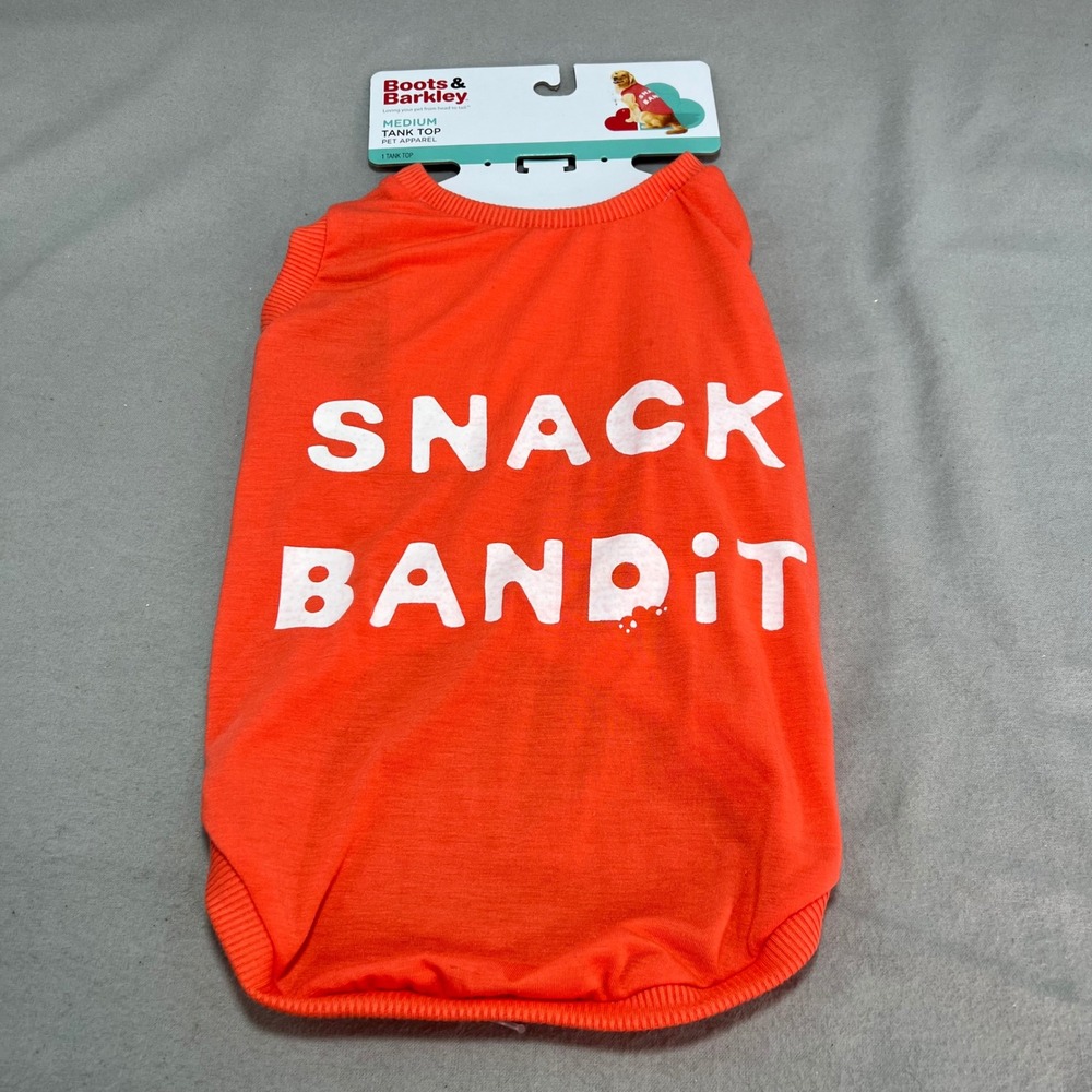 Boots & Barkley Pet Tank Top Bright Orange Snack Bandit Graphic Dog Shirt Medium